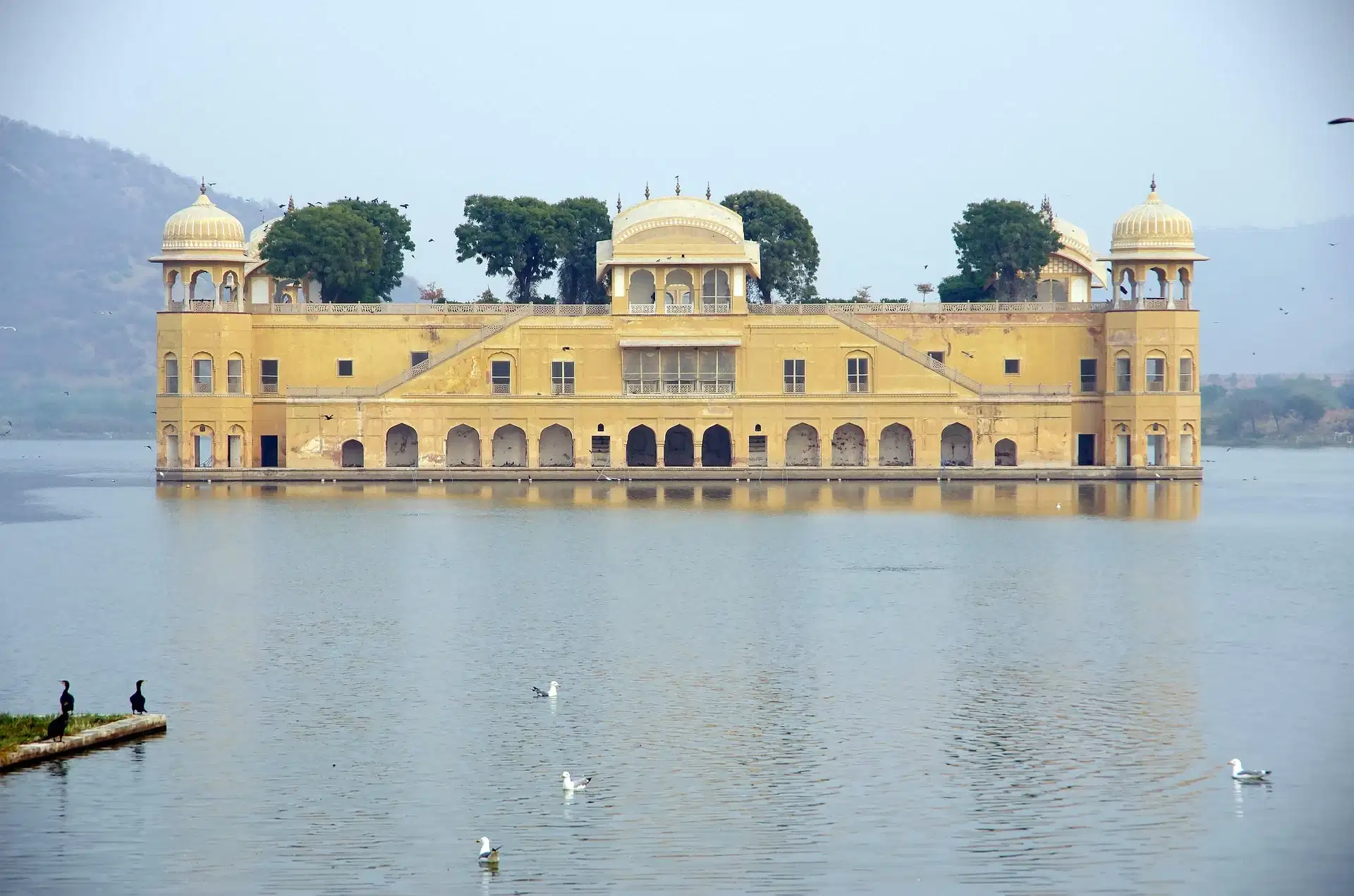 Jal Mahal Water Palace floating on Man Sagar Lake, Jaipur, Rajasthan