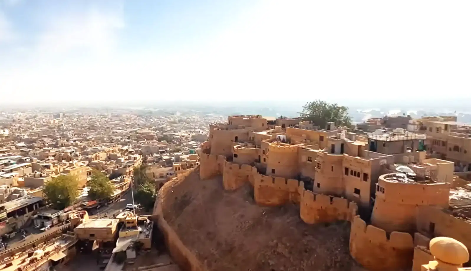 Golden sandstone walls and buildings of Jaisalmer Fort
