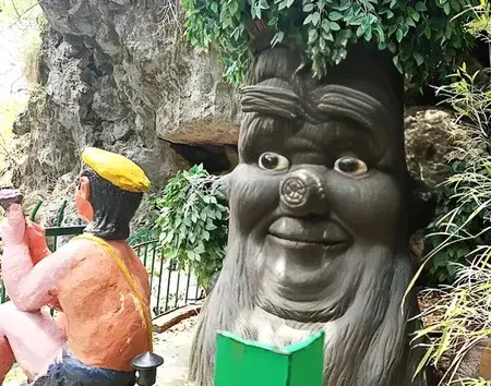 Interior of the narrow cave passage inside Eco Cave Gardens, Nainital