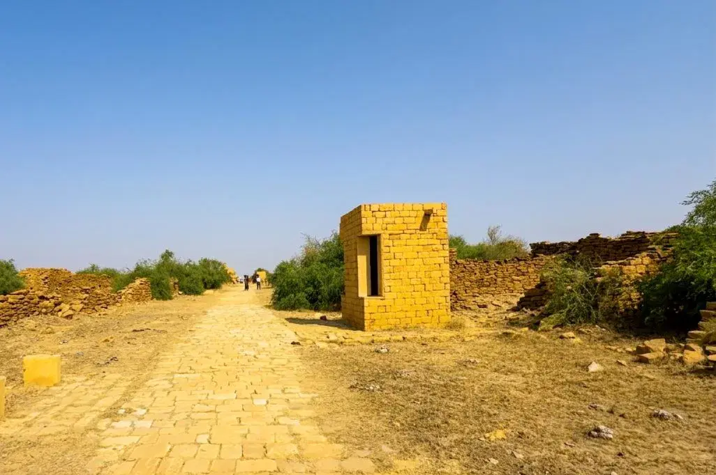 Ruined stone houses and lanes at Kuldhara village near Jaisalmer