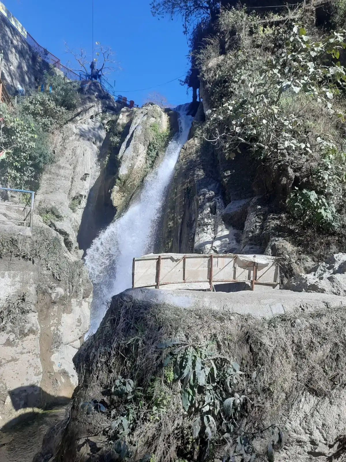 Bhatta Falls flowing over rocks near Mussoorie