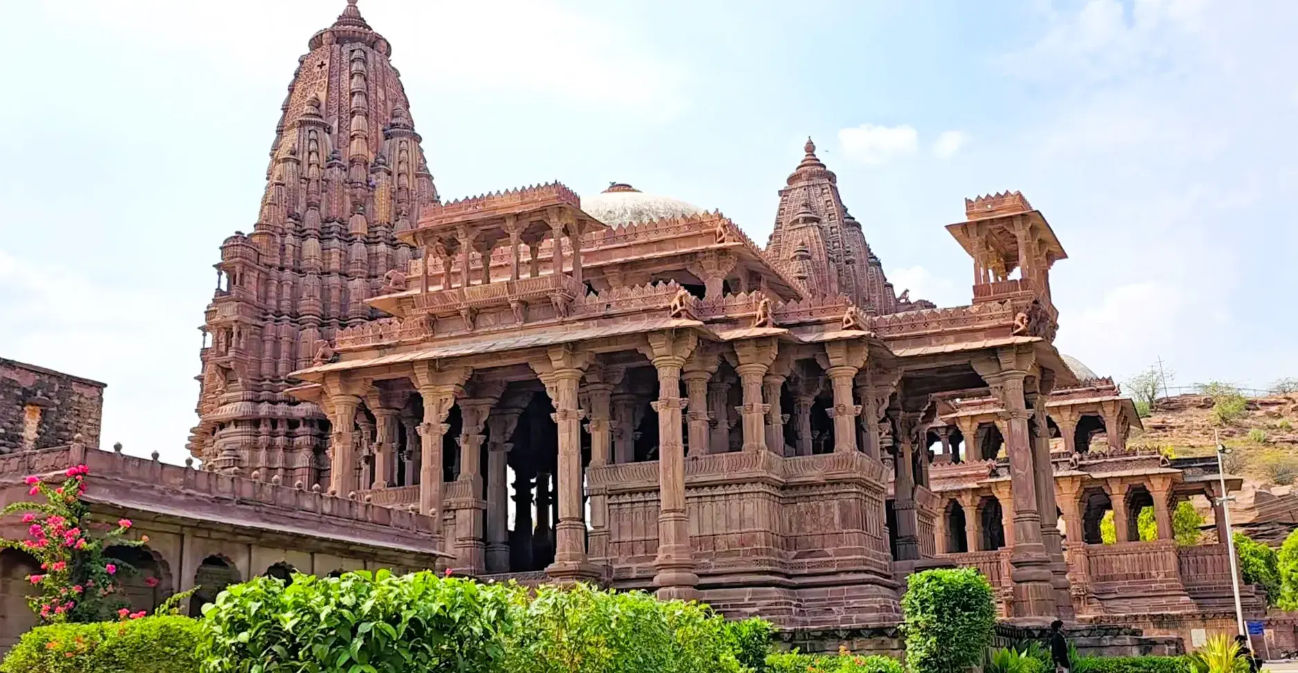 Historic stone cenotaph architecture at Mandore Garden in Jodhpur