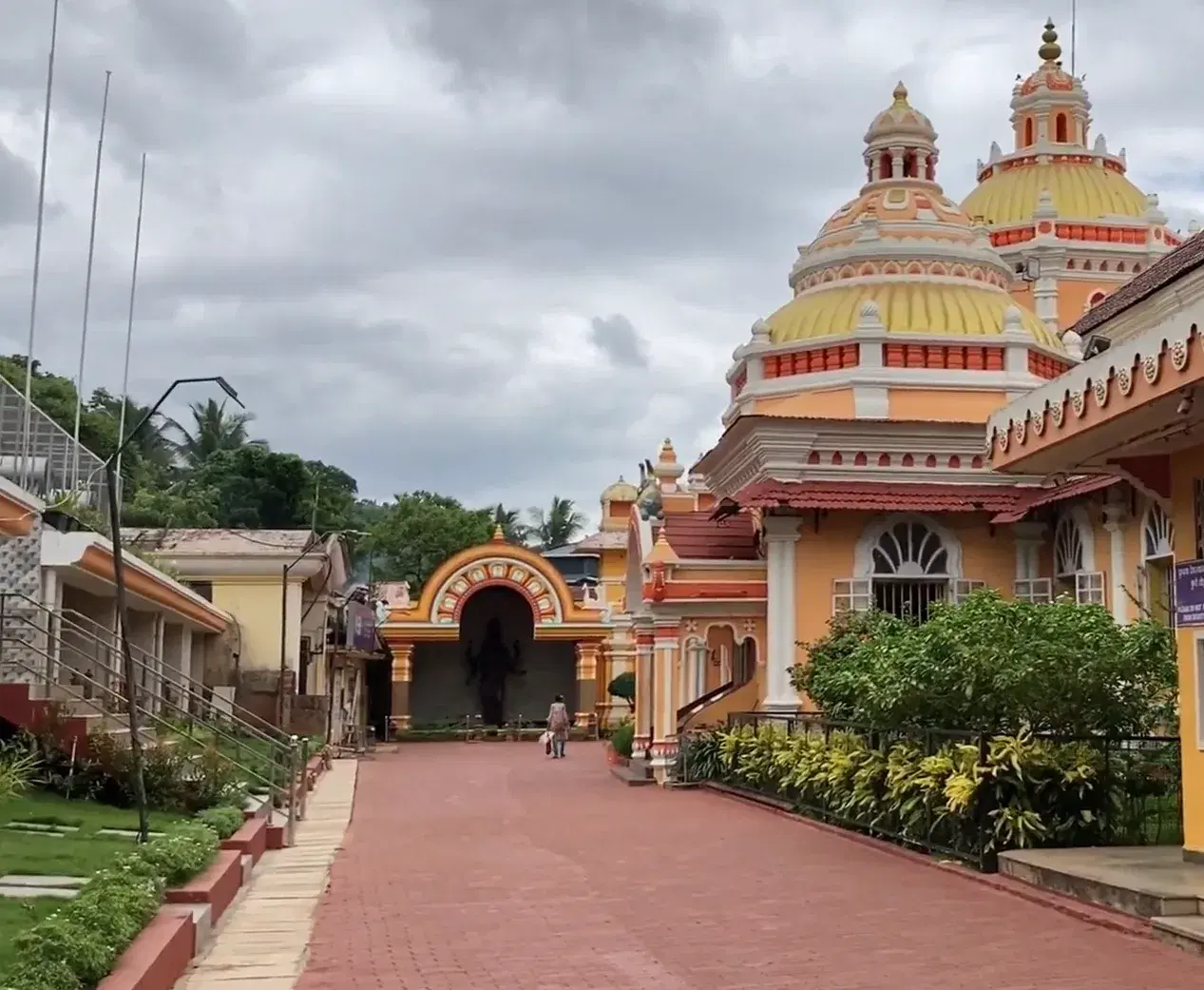 Entrance and facade of Mahalaxmi Temple in Panaji, Goa
