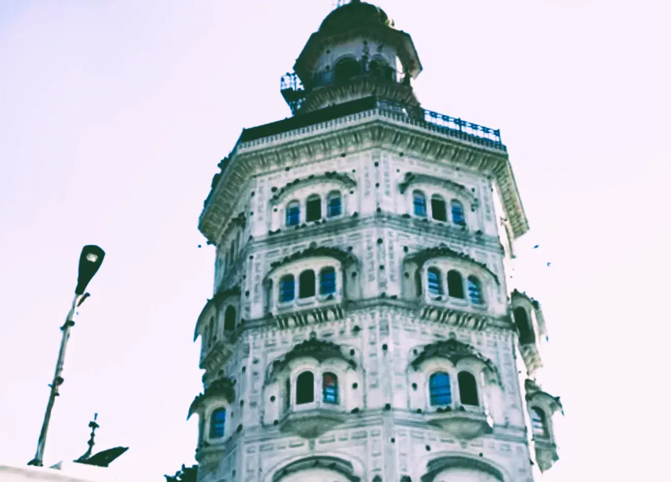 Gurdwara Baba Atal Rai's 9-story octagonal tower with frescoes depicting Sikh history, near the Golden Temple Amritsar