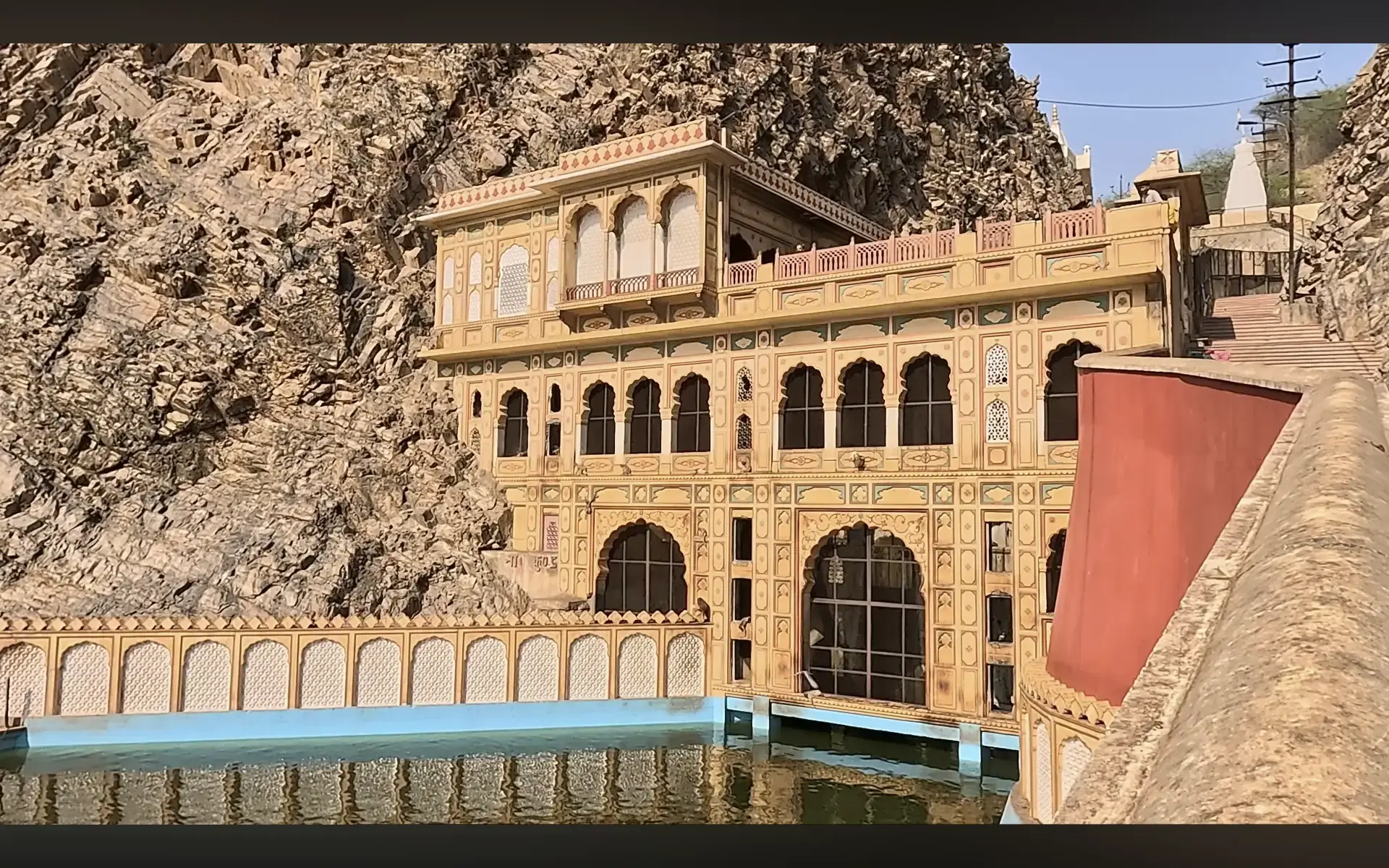 Galtaji Monkey Temple complex with natural freshwater kunds in the Aravalli Hills, Jaipur