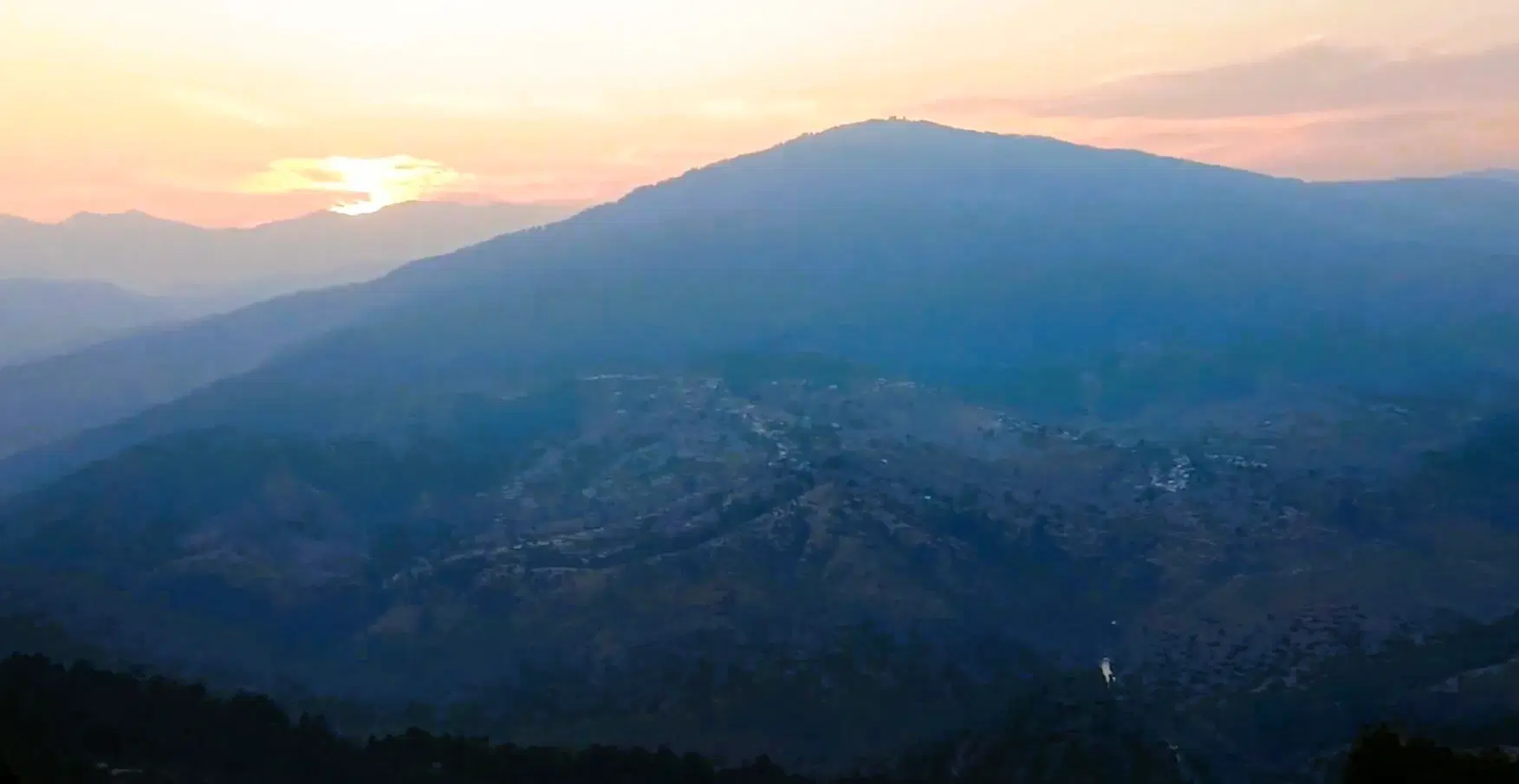 Viewpoint at Bright End Corner near Almora with distant Himalayan peaks visible