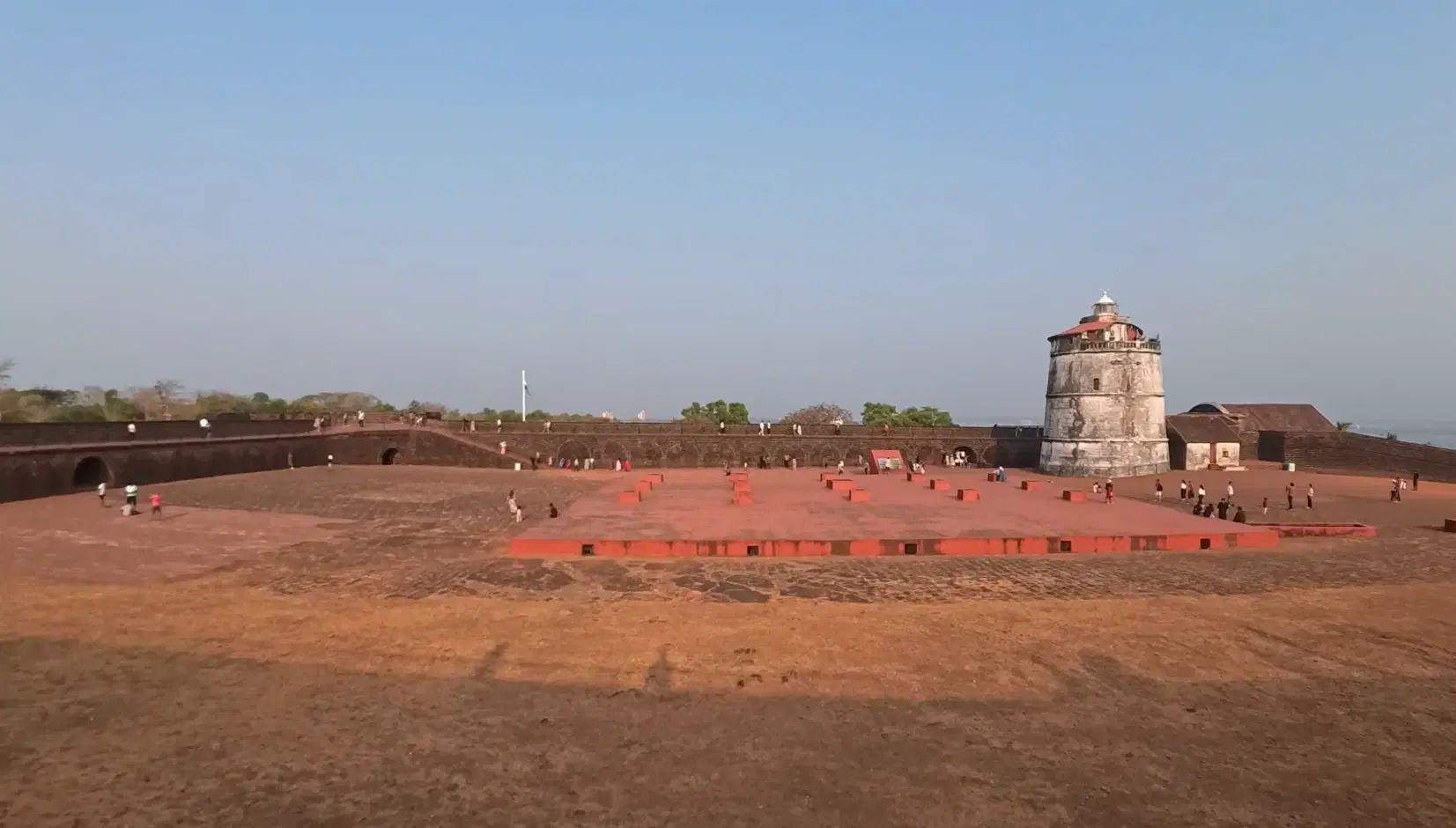 Portuguese-era walls and lighthouse at Fort Aguada in North Goa
