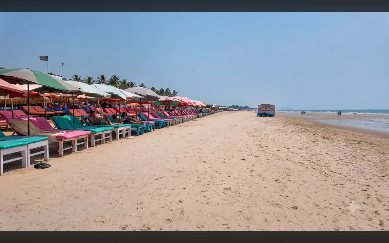 Baga Beach and its busy shoreline in North Goa