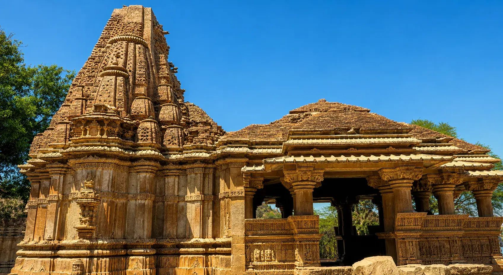 Historic stone architecture of Eklingji Temple near Udaipur
