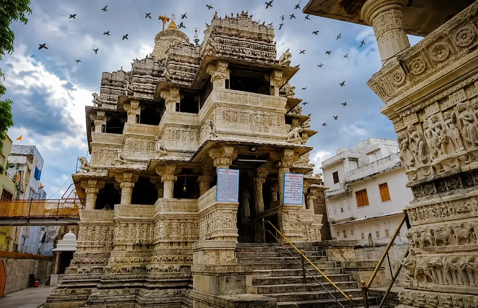 Ornately carved entrance of Jagdish Temple in Udaipur