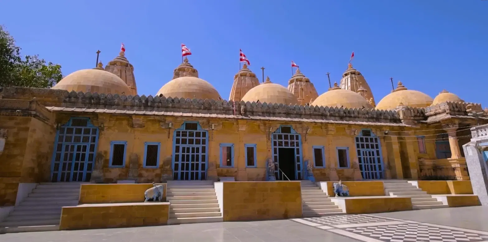 Domes and temple towers beside Narayan Sarovar in western Kutch