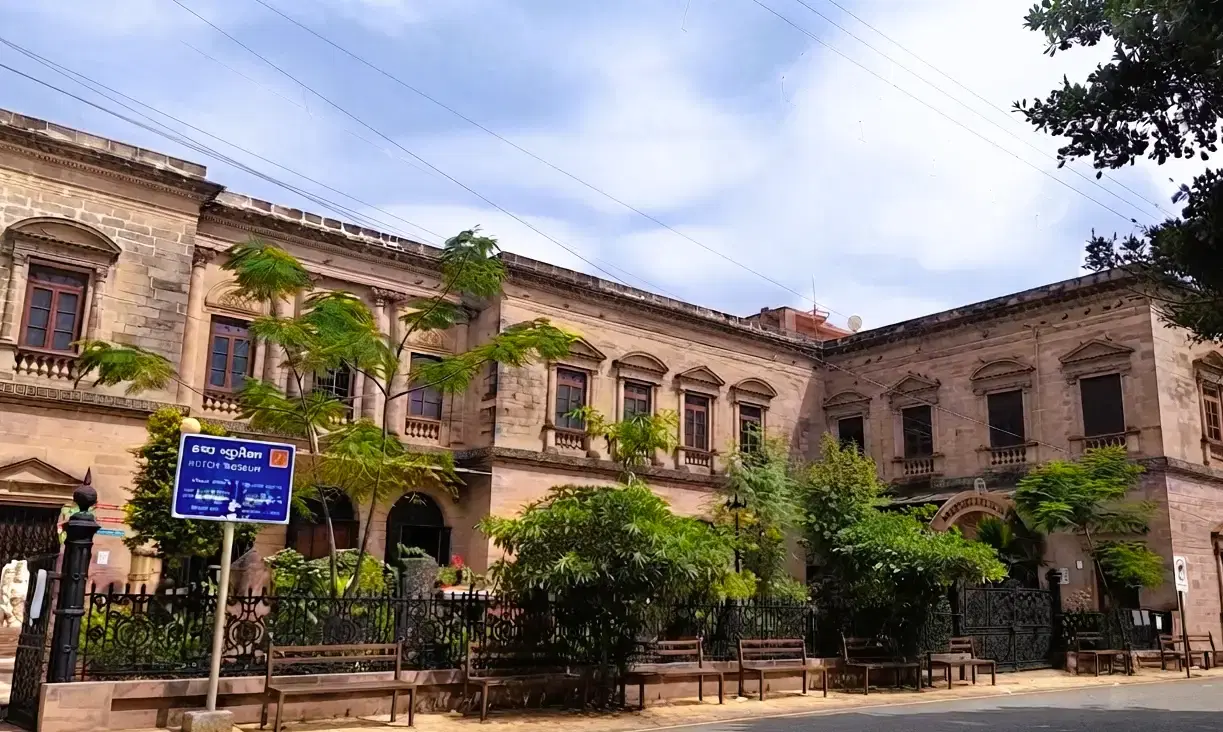 Historic Kachchh Museum building beside Hamirsar Lake in Bhuj